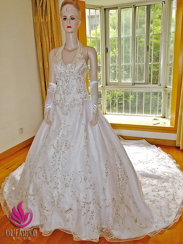 Orifashion HandmadeReal Custom Made Cathedral Train Wedding Dres - Click Image to Close